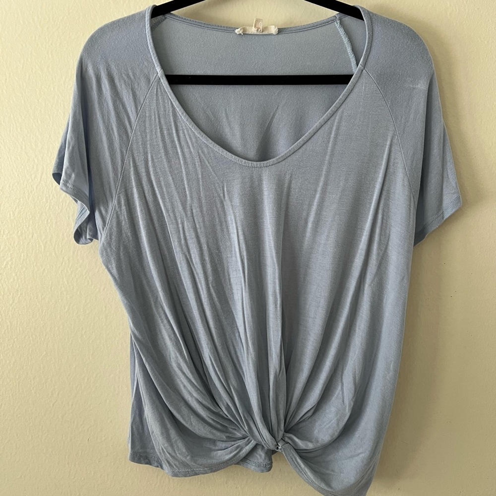 Light Blue Knot Front Tee